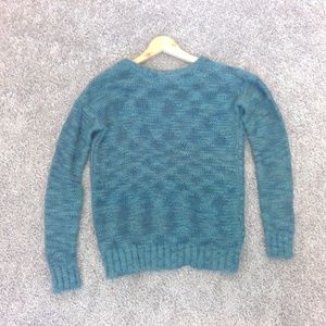 Teal Chunky Sweater with open back